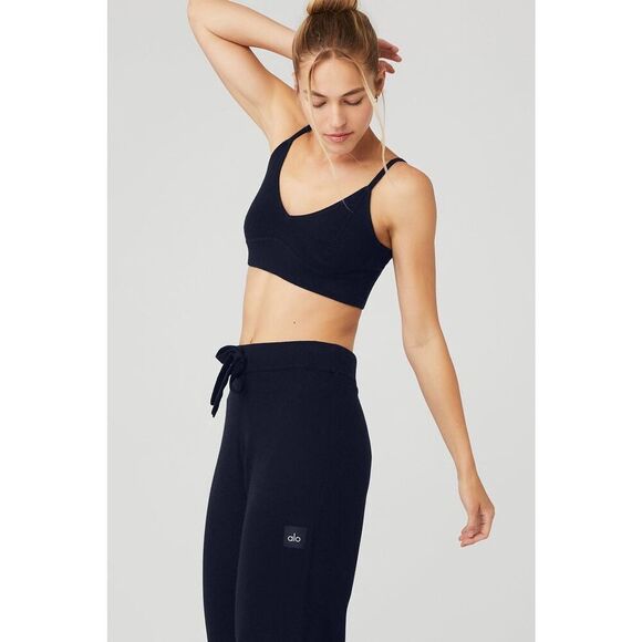 ALO Yoga 100% Cashmere Soft Jet Set Navy Bra/Bralette - Picture 1 of 6